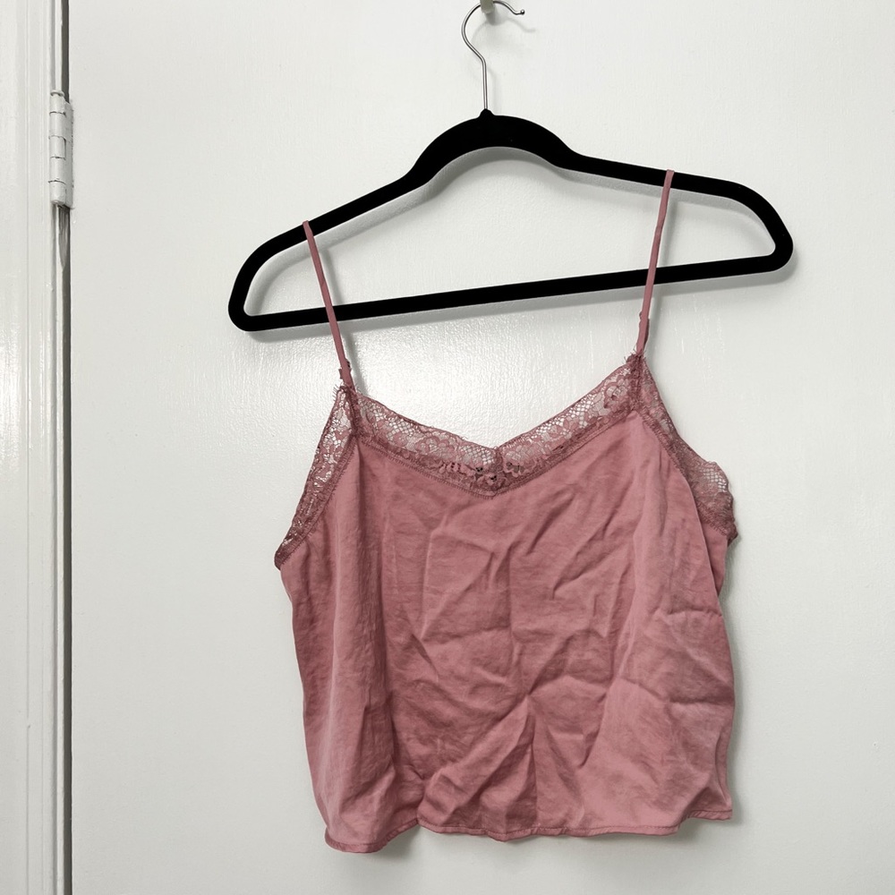 Wild fable cropped pink lace tank